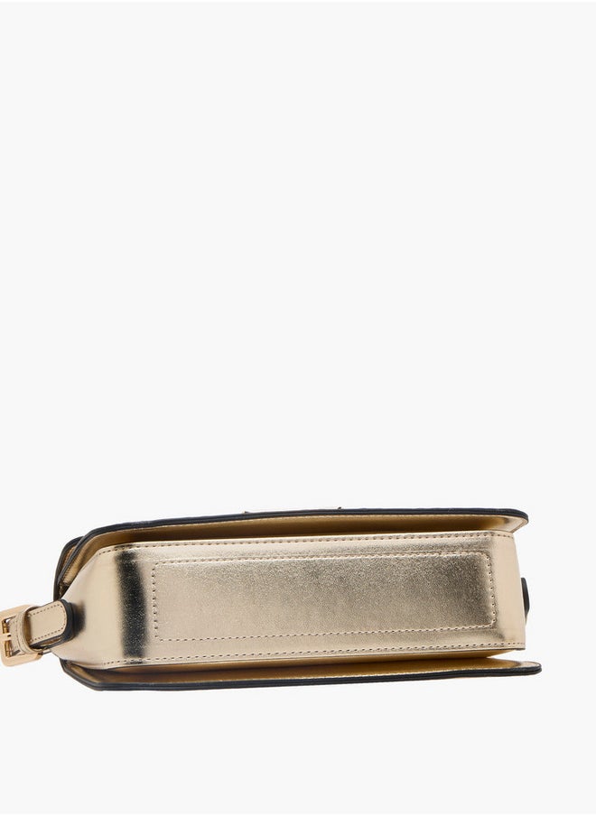ELLE - Women's Monogram Embossed Shoulder Bag with Flap Closure - Image 1