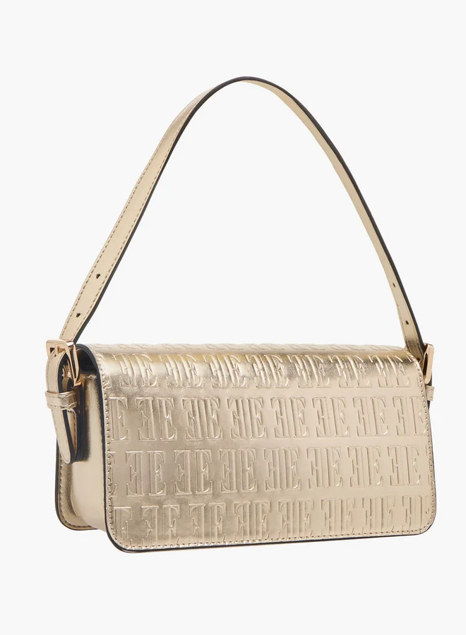 ايل Women's Monogram Embossed Shoulder Bag with Flap Closure
