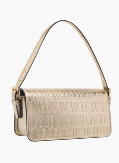 ELLE Women's Monogram Embossed Shoulder Bag with Flap Closure  - Image 3