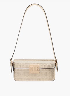 ELLE Women's Monogram Embossed Shoulder Bag with Flap Closure  - Image 2