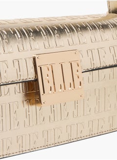 ELLE Women's Monogram Embossed Shoulder Bag with Flap Closure  - Image 4
