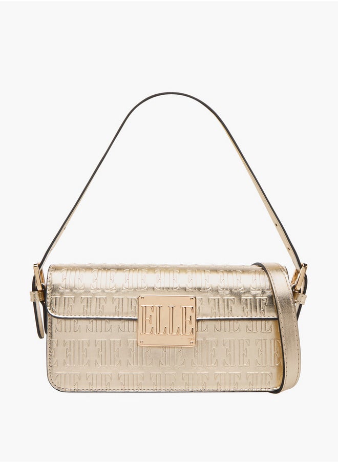 ELLE Women's Monogram Embossed Shoulder Bag with Flap Closure  - Image 1