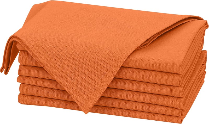 Ruvanti Linen Napkins Set of 6 18x18 Cloth Napkins Cotton Linen Blend Napkins Cloth Washable Soft Reusable Dinner Napkins for Wedding Parties Christmas Thanksgiving Everyday Use  Orange - Image 1