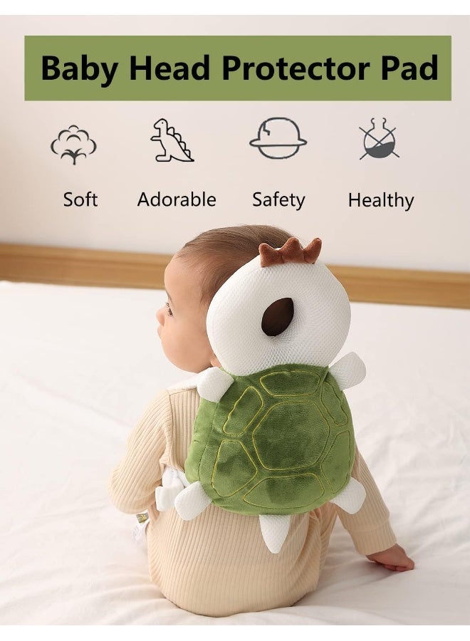 JunNeng JunNeng Toddler Baby Head Protector Pad Safety Cushion with Knee Pads & Anti-Slip Sock, Turtle - Image 2