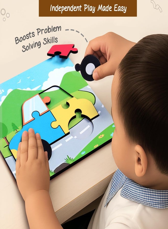 FIRSTCRY INTELLISKILLS أحجية تركيب المركبات الخشبية ثلاثية الأبعاد من إنتليسكلز للأطفال، مجموعة من 4 قطع، 24 قطعة، أحجية بموضوع النقل مناسبة للأطفال من عمر 3 سنوات فما فوق، حواف دائرية آمنة وقطع كبيرة، مثالية كهدية، معتمدة من BIS - Image 5