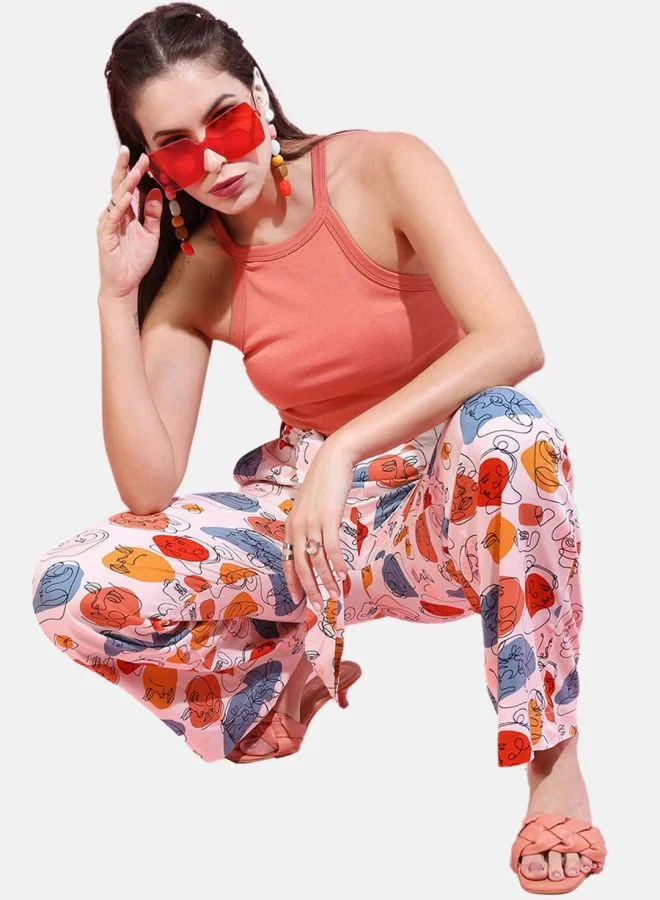 مرفوعة Women Flared Quirky Mid-Rise Pants