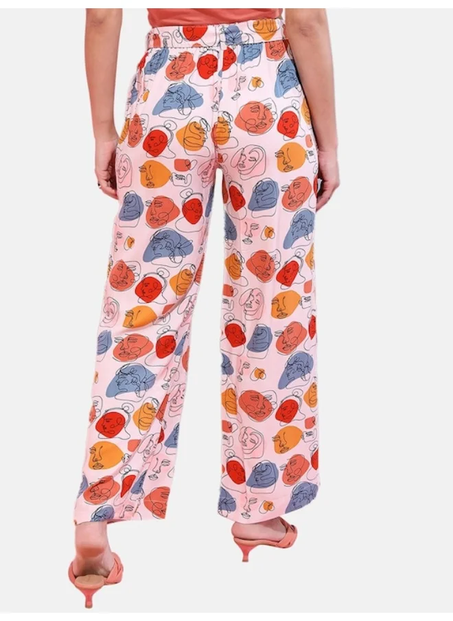 مرفوعة Peach Women Flared Casual Quirky Regular Flared Pants