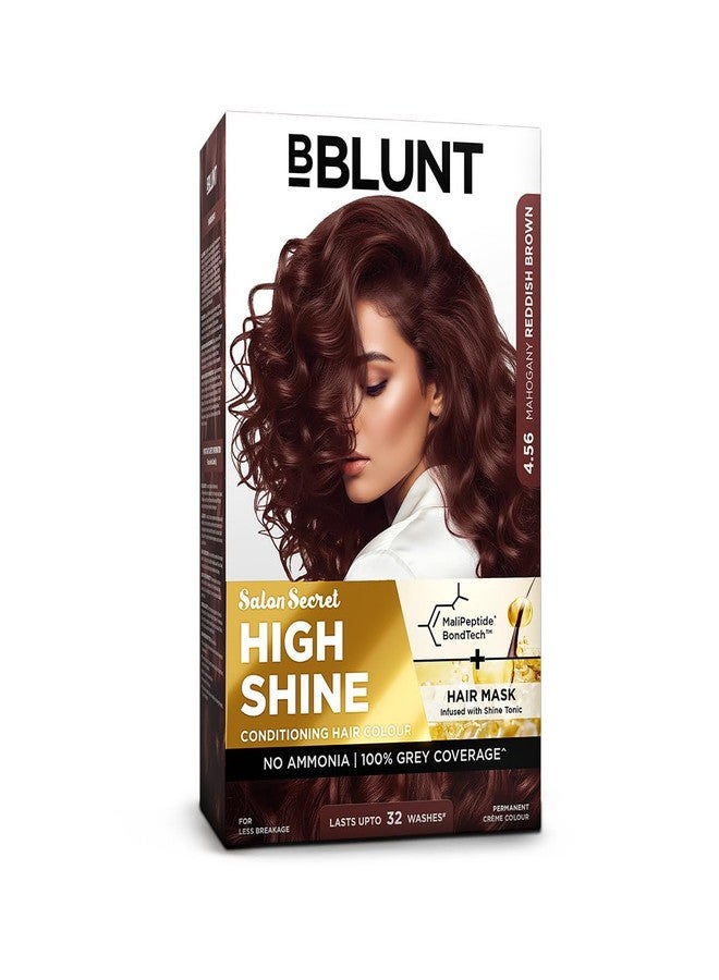 BBLUNT Salon Secret High Shine Conditioning Hair Colour With MaliPeptide BondTech™ to reduce breakage | Mahogany Reddish Brown- 4.56 | No Ammonia, 100% Grey Coverage | Permanent Colour | Salon at home - Image 1