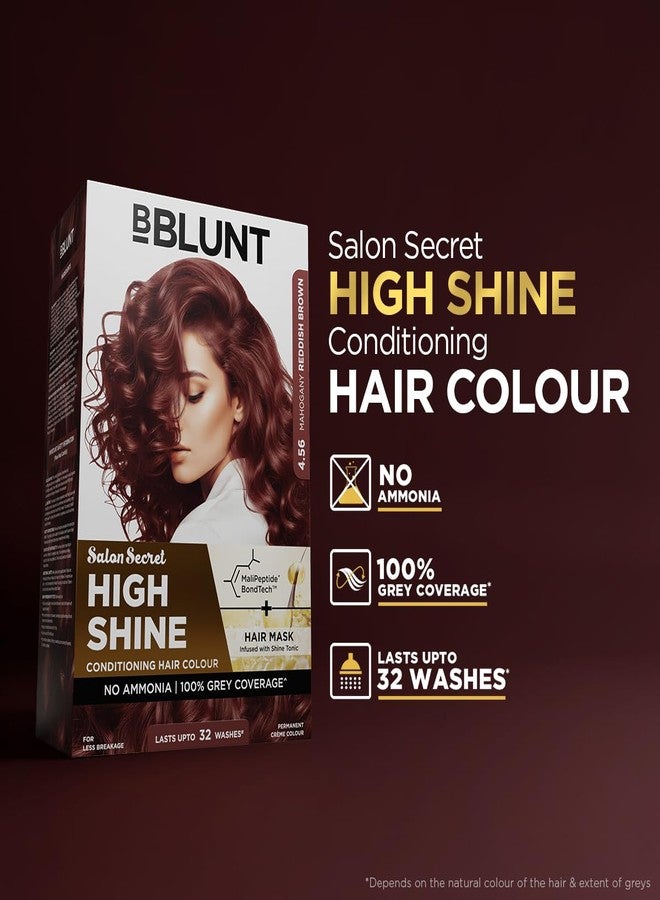BBLUNT Salon Secret High Shine Conditioning Hair Colour With MaliPeptide BondTech™ to reduce breakage | Mahogany Reddish Brown- 4.56 | No Ammonia, 100% Grey Coverage | Permanent Colour | Salon at home - Image 2