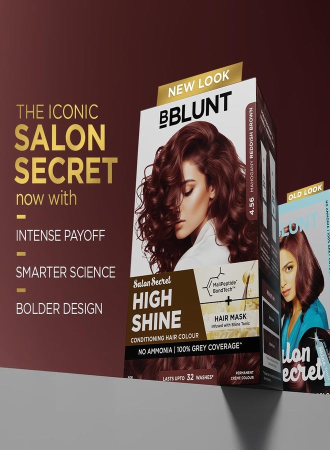 BBLUNT Salon Secret High Shine Conditioning Hair Colour With MaliPeptide BondTech™ to reduce breakage | Mahogany Reddish Brown- 4.56 | No Ammonia, 100% Grey Coverage | Permanent Colour | Salon at home - Image 4