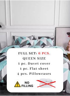 LUNA Home Queen Size 6 Piece Geometric Design Duvet Cover Set.  - Image 2