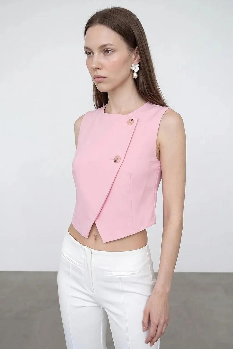 Dilvin Blush Pink DILVIN Women's Crepe Woven Waistcoat for Women | Best Price UAE