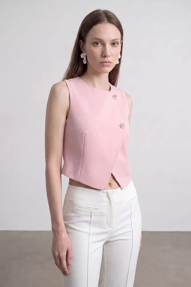 DILVIN Women's Crepe Woven Waistcoat