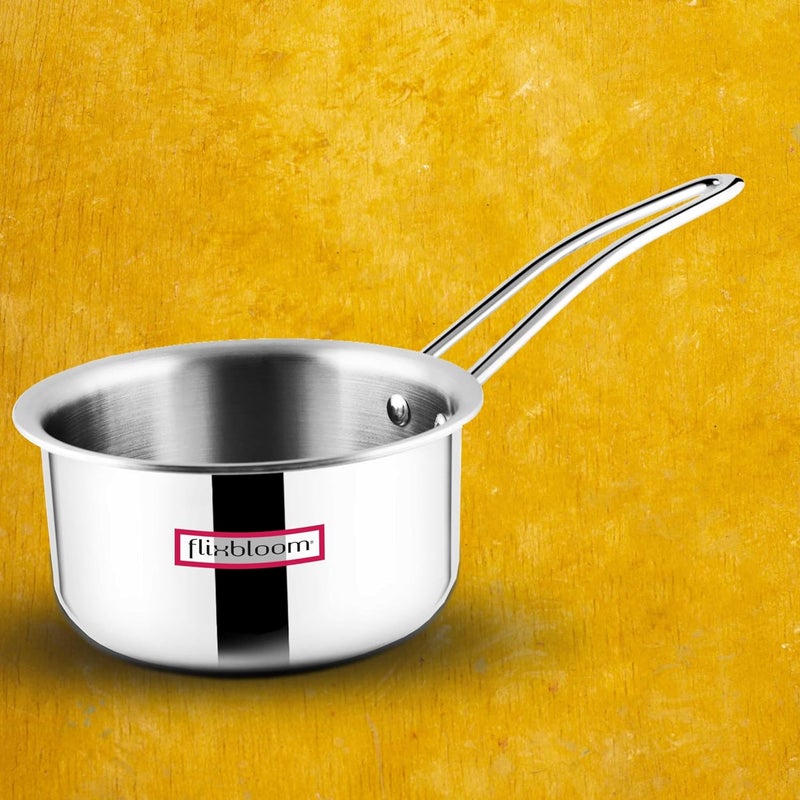 FLIXBLOOM Flixbloom Perfect Triply Cookware Induction Gas Stove top Friendly Sauce PanTea PanMilkTPanChaidan for Cooking Serving with Rivited SS Thick Handle 15 Litre 