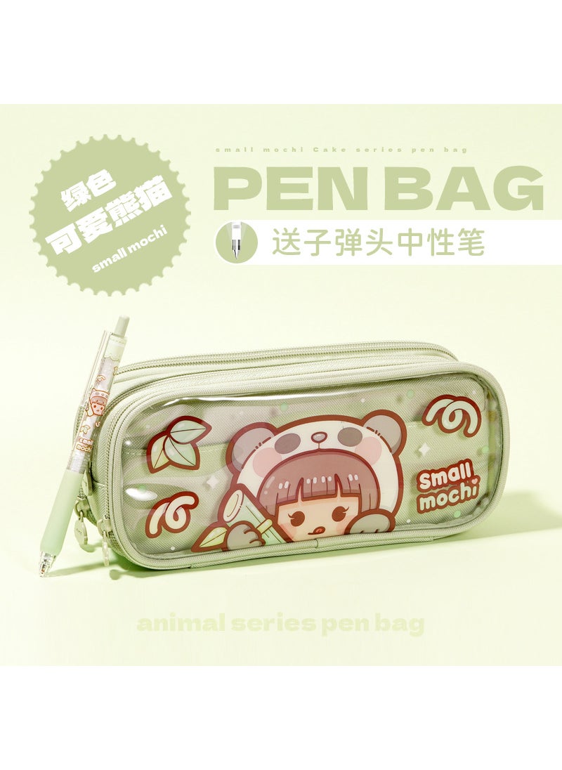 Generic - Large Capacity Twisted Straw Pen Bag Girls Elementary School Stationery Box Trendy School Supplies Girls Primary Cute Panda - Image 1