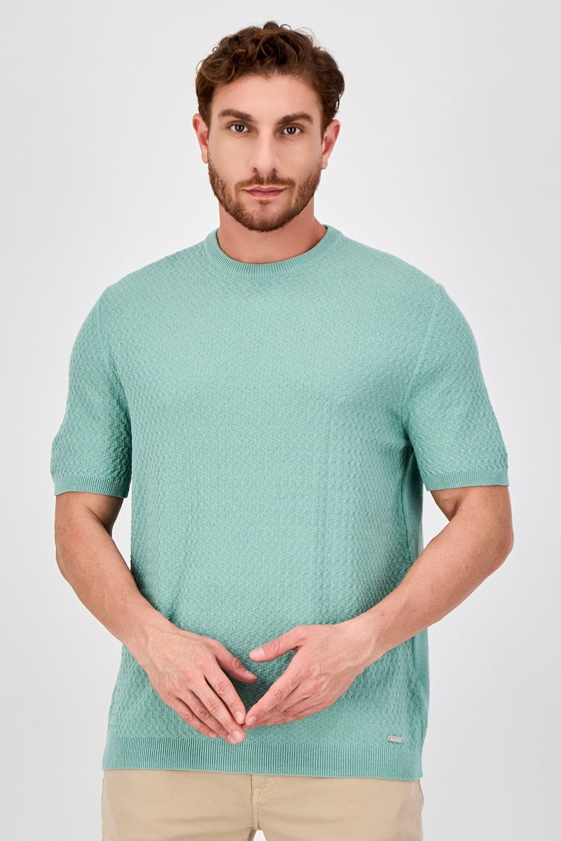 Threadbare تي شيرت رجالي بأكمام قصيرة بياقة دائرية، لون أخضر مريمي - Image 1