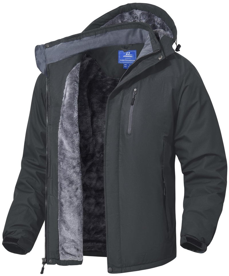 SPOSULEI Mens Skiing Jacket with Hoode Snowboarding Travel Rain Military Tactical Fleece Jacket Coat Parka Waterproof Winter Raincoats DKGrey S - Image 1