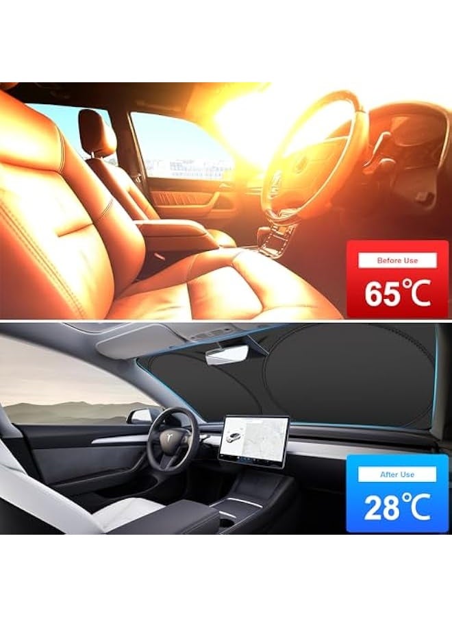 Topleo Foldable Car Windshield Sunshade with Storage Pouch, Front Windshield Reflective Sunshade, Car Window Sunshade for Sun Heat Protection and Block UV Rays, Keep Vehicle Cooler - Image 5