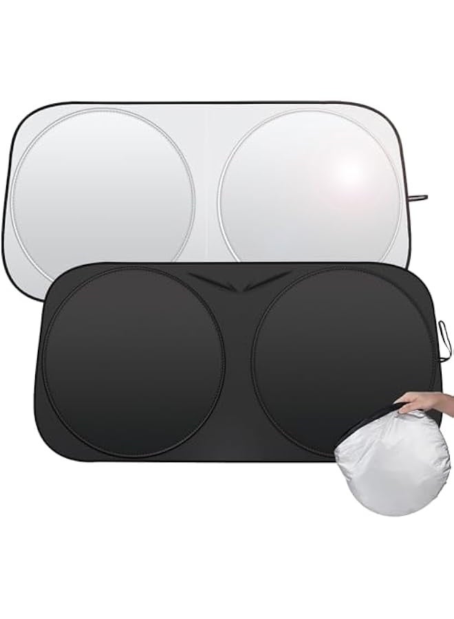 Topleo Foldable Car Windshield Sunshade with Storage Pouch, Front Windshield Reflective Sunshade, Car Window Sunshade for Sun Heat Protection and Block UV Rays, Keep Vehicle Cooler - Image 1