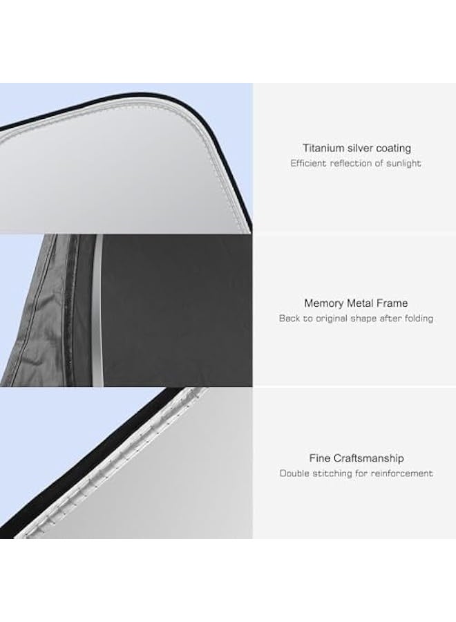 Topleo Foldable Car Windshield Sunshade with Storage Pouch, Front Windshield Reflective Sunshade, Car Window Sunshade for Sun Heat Protection and Block UV Rays, Keep Vehicle Cooler - Image 2