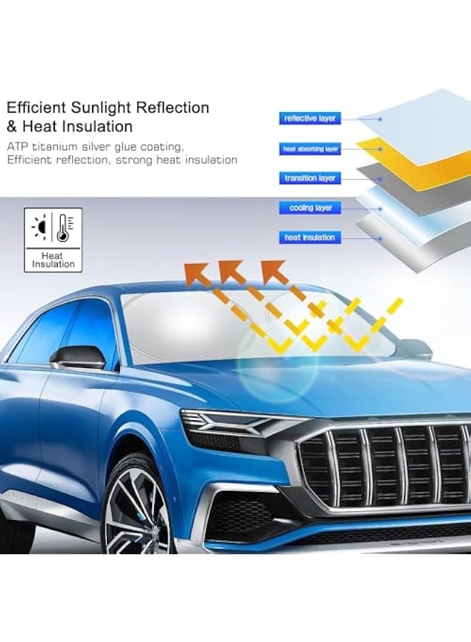 Topleo Foldable Car Windshield Sunshade with Storage Pouch, Front Windshield Reflective Sunshade, Car Window Sunshade for Sun Heat Protection and Block UV Rays, Keep Vehicle Cooler - Image 4