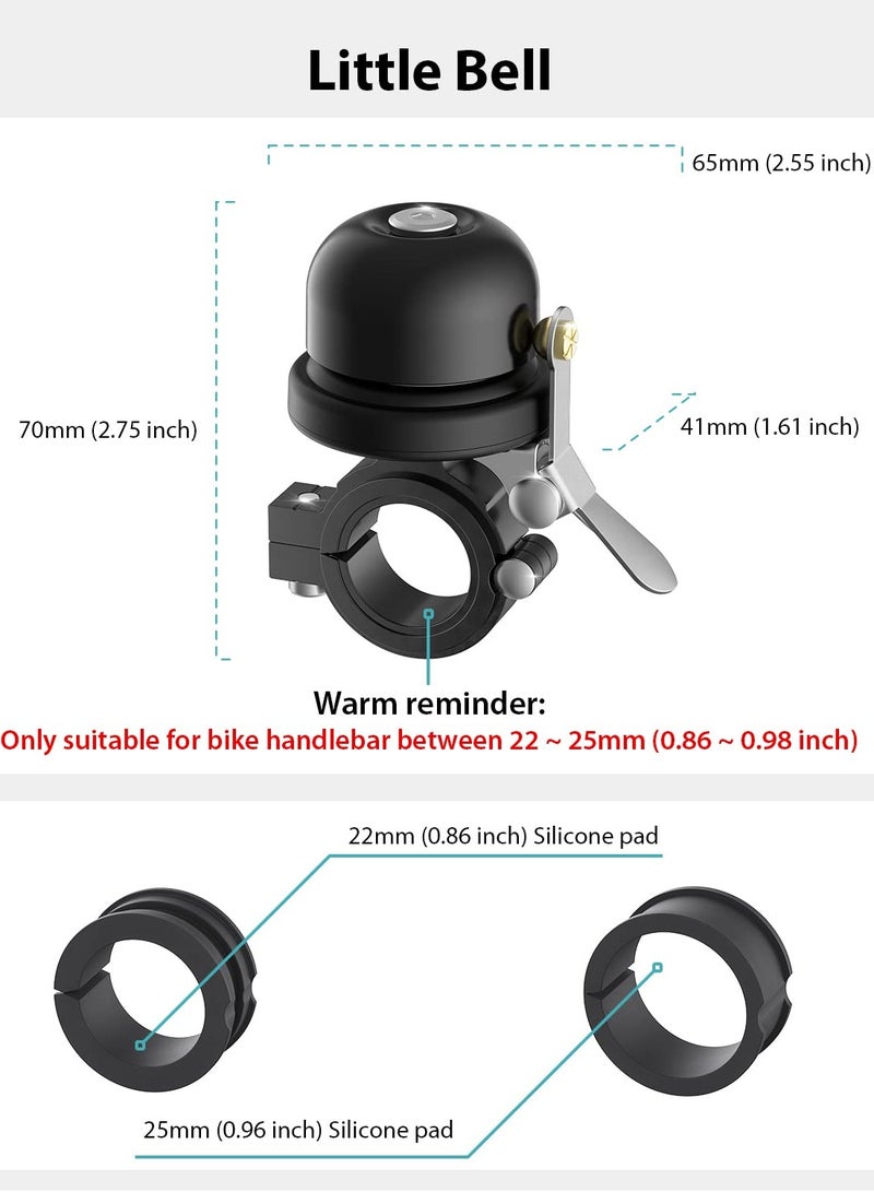 Bicycle Bell for Apple AirTag, Bike Mount with AirTag GPS Tracker Waterproof Classic Brass Holder Hides Air Tag Under Bike Bell Anti-Theft (Fits 0.87 to 1 Inch Bicycle Handlebars, Black)