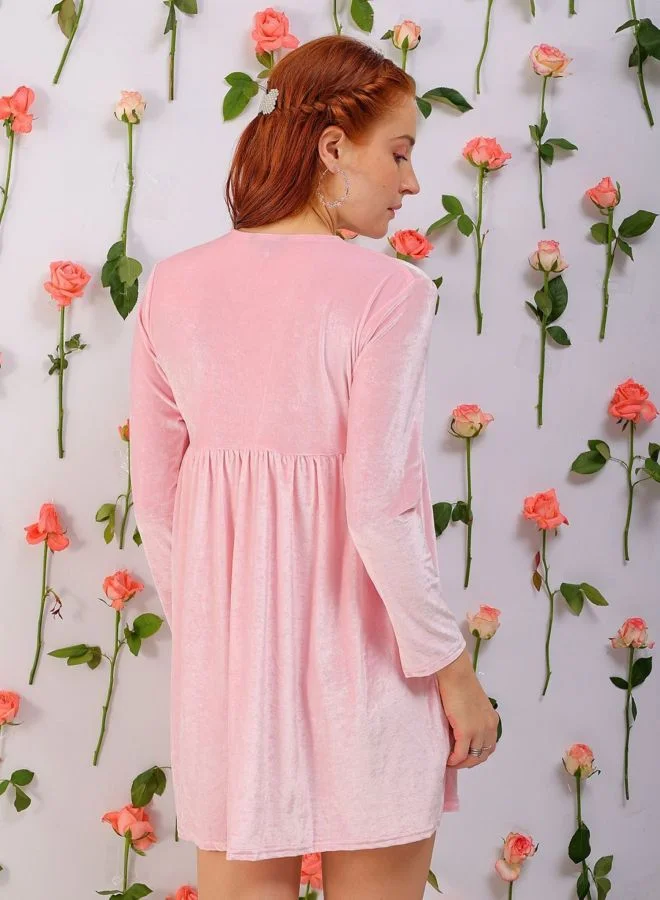 Freehand  Women Fit and Flared Solid V-Neck Long Sleeve Mini Dress for Women | Best Price UAE