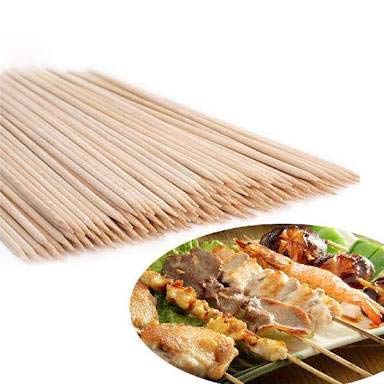 Sakoraware Bamboo Skewers/BBQ Wooden Stick for Cooking, Seekh for Kabab, Paneer Tikka (90 Pcs, 8 inches Each) Combo with Silicon Oil Brush for Kitchen (1 pc, 8.5 inch), Assorted Color - Image 3