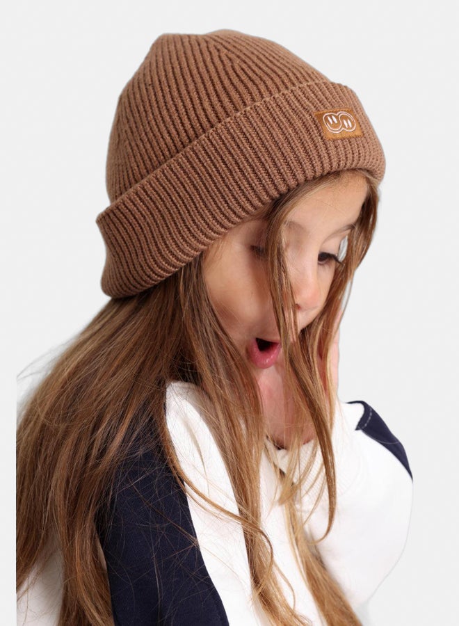 playmore Unisex Cozy Blend Ice Cap – Brown with Double Smiley Fun - Image 2