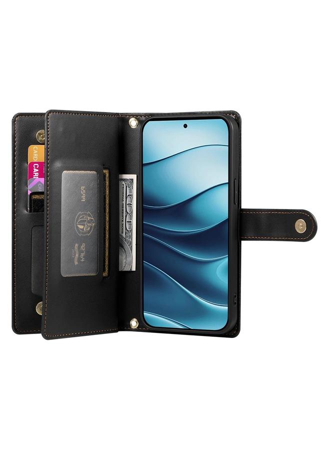 اس-توب جراب لهاتف Huawei nova 13 Pro مزود بتسع فتحات للبطاقات وحقيبة محفظة جلدية بسحاب - Image 3