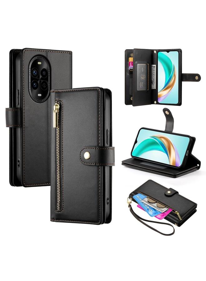 اس-توب جراب لهاتف Huawei nova 13 Pro مزود بتسع فتحات للبطاقات وحقيبة محفظة جلدية بسحاب - Image 1