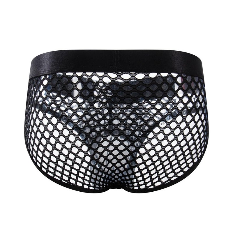 JOCKMAIL Men's Sexy Underwear Briefs Mesh Breathable Comfortable Low Rise Underwear for Men (US, Alpha, Medium, Regular, Regular, Black) - Image 3