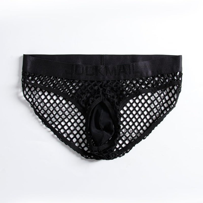 JOCKMAIL Men's Sexy Underwear Briefs Mesh Breathable Comfortable Low Rise Underwear for Men (US, Alpha, Medium, Regular, Regular, Black) - Image 5