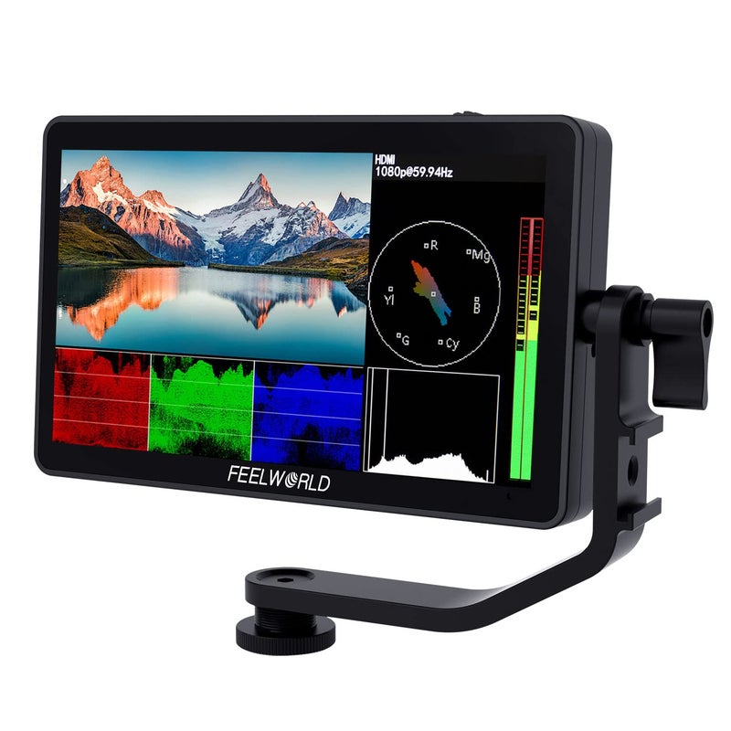 FEELWORLD F6 Plus V2 6 inch DSLR Camera Field Touch Screen Monitor with HDR 3D Lut Small Full HD 1920x1080 IPS Video Peaking Focus Assist 4K HDMI 8.4V DC Input Output Include Tilt Arm - Image 1