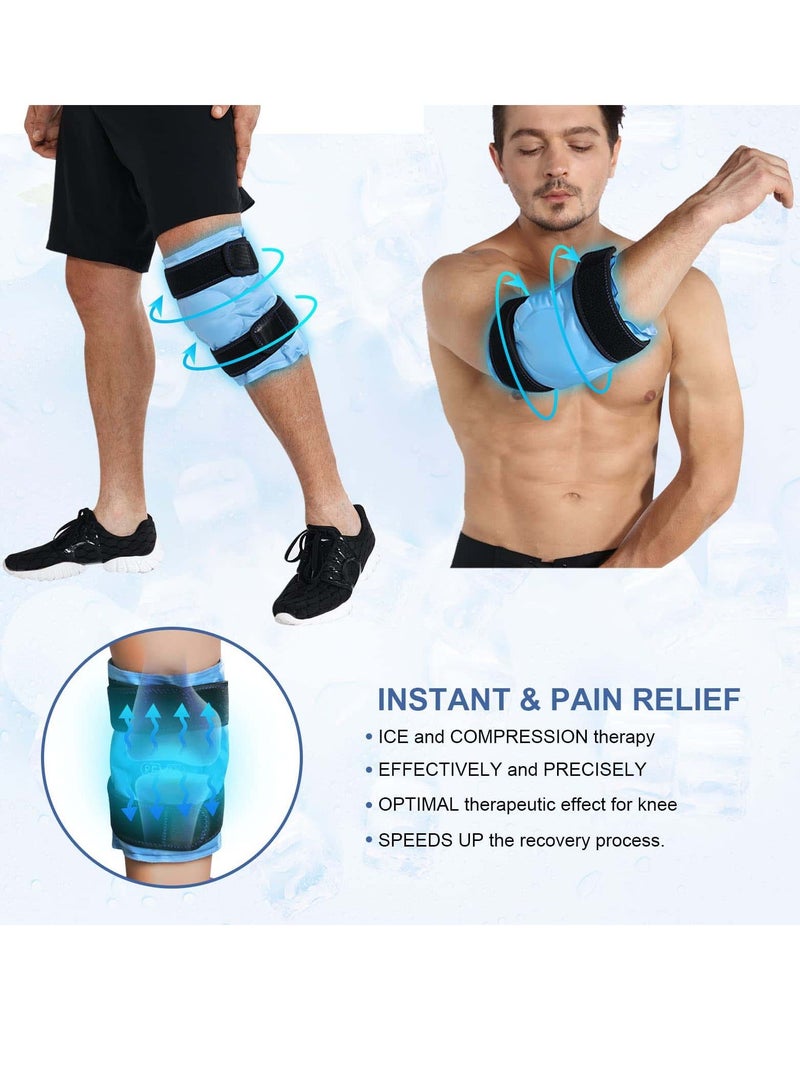 Ice Pack for Knee Injuries, Reusable Gel Cold Compress Knee Wraps for Knee Injuries, Swelling, Pain Relief, Compression Brace for Injuries