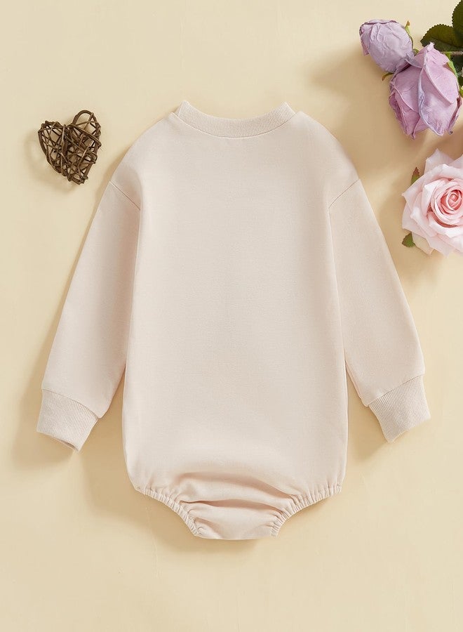 Honganda Baby Boy Girl Mardi Gras Romper Sweatshirt Letters Embroidered Bubble Onesie Fall Carnival Festival Holiday Outfit (Apricot, 0-3 Months) - Image 4