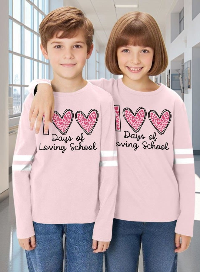 MEESHEEP 100 Days of School Shirt Kids：Happy 100 Day Shirts Boys Girls School-Day Tshirts Cute Graphic Tee Tops 4-12y, Pink2, 9-10 Years - Image 2