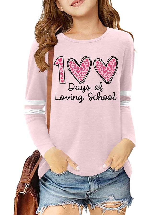 MEESHEEP 100 Days of School Shirt Kids：Happy 100 Day Shirts Boys Girls School-Day Tshirts Cute Graphic Tee Tops 4-12y, Pink2, 9-10 Years - Image 5