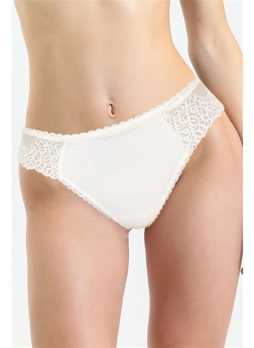 Magic Form 412 Women's Lace Back Brazilian Panties-Ecru  - Image 2