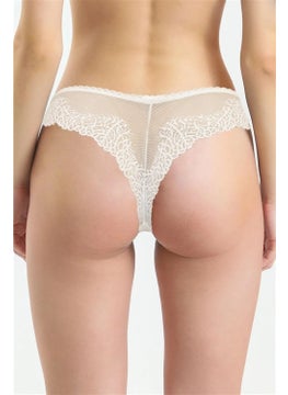 Magic Form 412 Women's Lace Back Brazilian Panties-Ecru  - Image 1