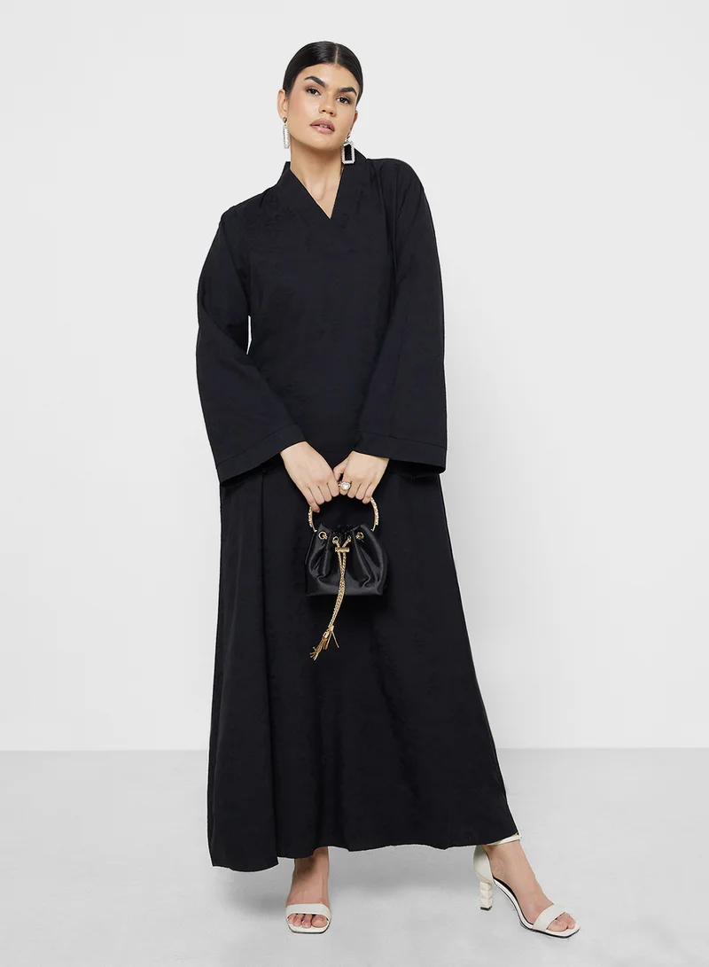 خزانة Textured Abaya With Sheila