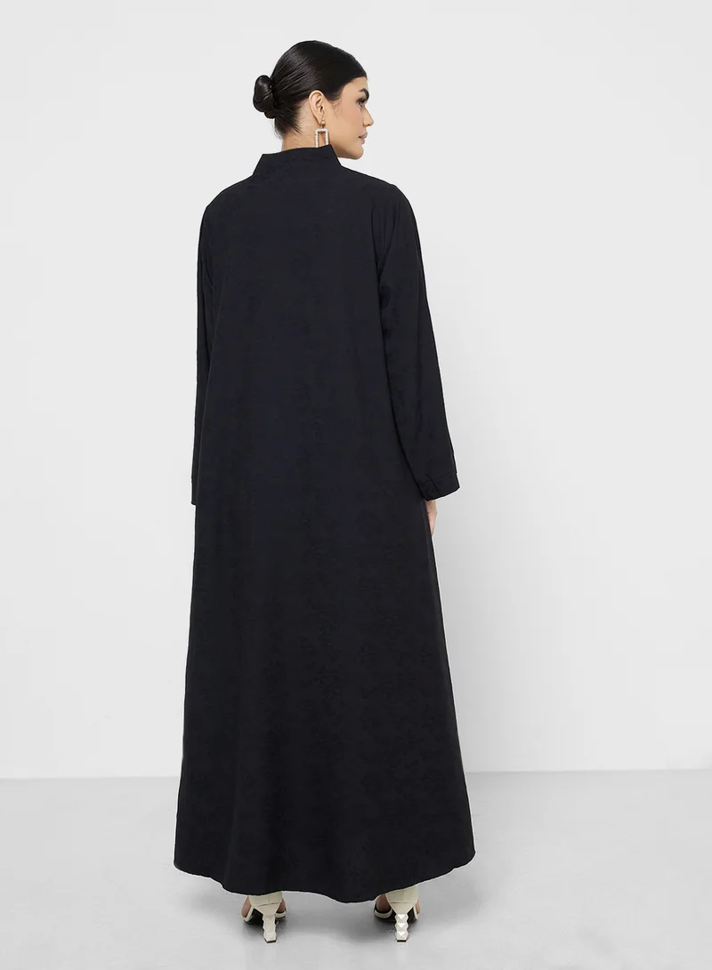 خزانة Textured Abaya With Sheila