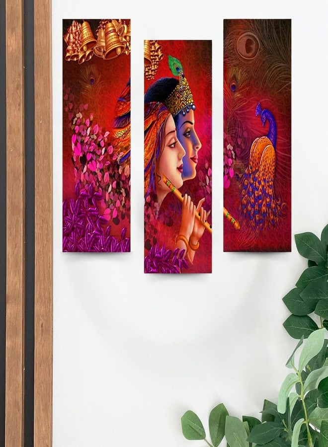 Masstone Radha Krishna Wall Painting | Painting for Wall Decoration Set of 3 (15x18 Inches) | Radha Krishna Painting With Frame | Wall Painting for Living Room, Bedroom | Radha Krishna Wall Decor - Image 5