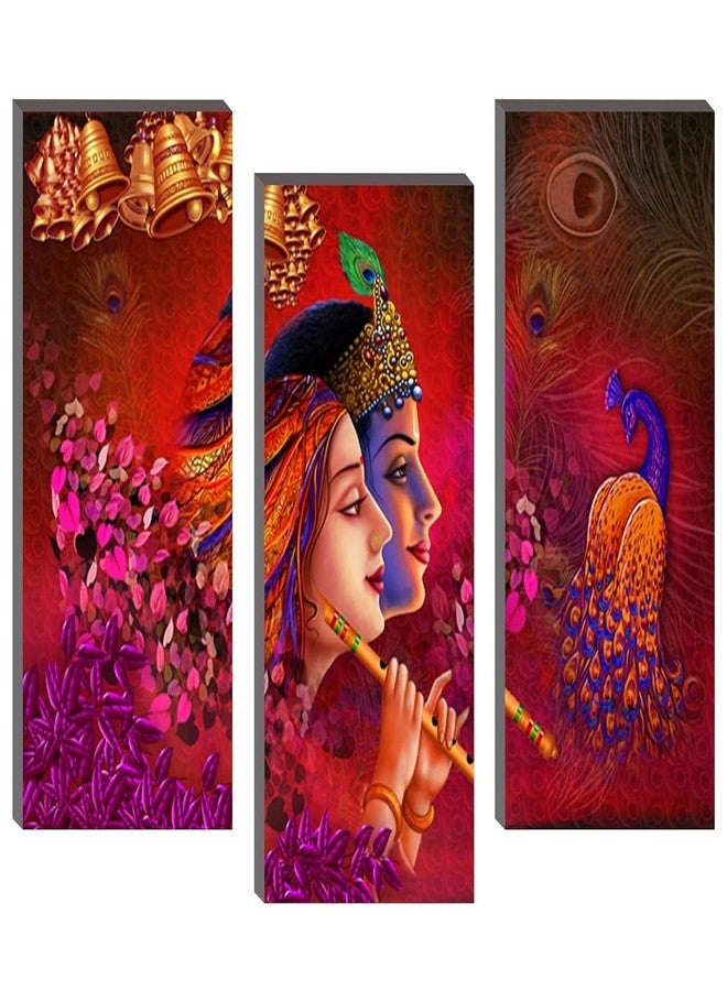 Masstone Radha Krishna Wall Painting | Painting for Wall Decoration Set of 3 (15x18 Inches) | Radha Krishna Painting With Frame | Wall Painting for Living Room, Bedroom | Radha Krishna Wall Decor - Image 1