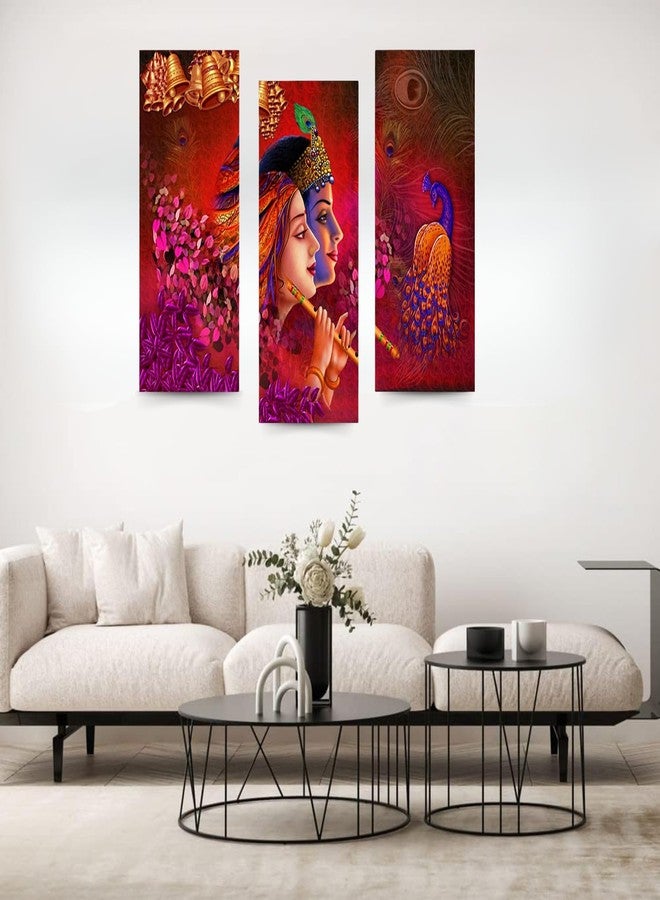 Masstone Radha Krishna Wall Painting | Painting for Wall Decoration Set of 3 (15x18 Inches) | Radha Krishna Painting With Frame | Wall Painting for Living Room, Bedroom | Radha Krishna Wall Decor - Image 4