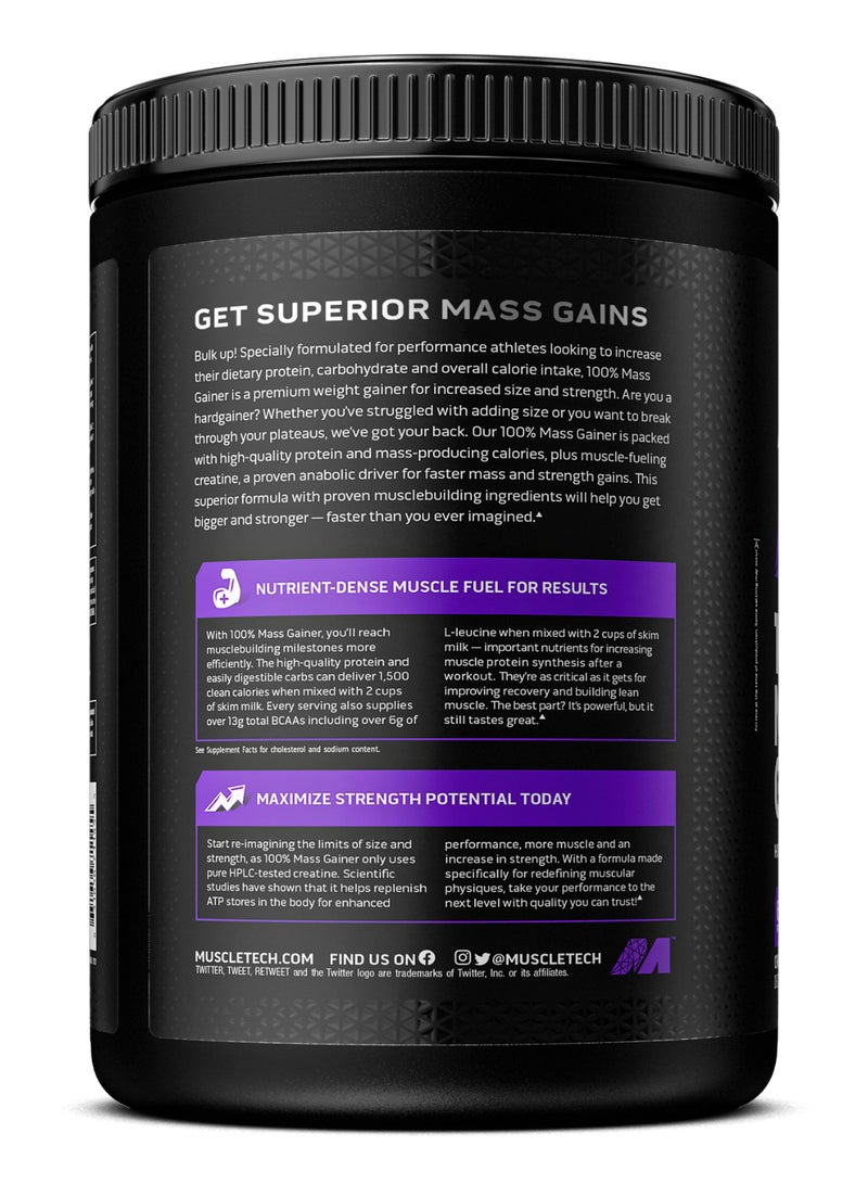 MuscleTech 100% Mass Gainer High-Protein Mass Gainer - 60g Protein - 1,500 Calories - 305g Carbs - 5g Creatine - Chocolate Fudge Brownie Flavor - Dietary Supplement - Net Wt 5.15 lbs (2.33kg) - Image 3