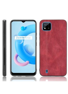 HuHa Case Cover For Realme C11 2021 / Realme C20 Shockproof Sewing Cow Pattern Skin PC + PU + TPU Case Red 