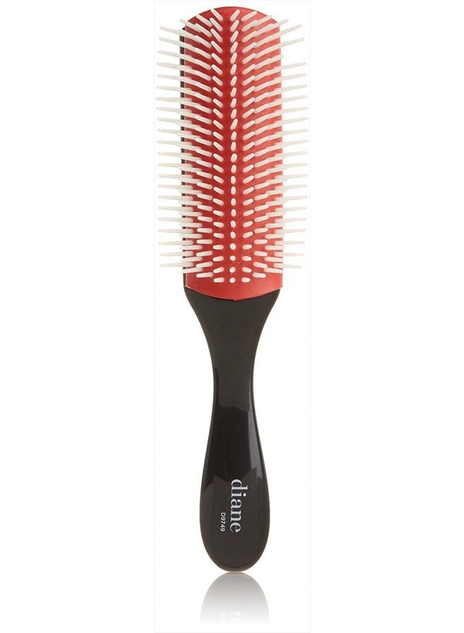 Diane 9-Row Professional Styling Brush, Nylon Pins for Thick or Curly Hair, Use with Wet Hair and Distributing Conditioner, Blowdrying, Black & Red, 1 Count (Pack of 1) - Image 1