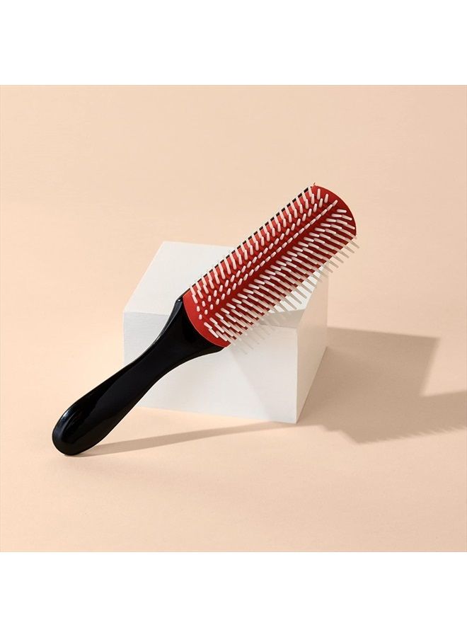 Diane 9-Row Professional Styling Brush, Nylon Pins for Thick or Curly Hair, Use with Wet Hair and Distributing Conditioner, Blowdrying, Black & Red, 1 Count (Pack of 1) - Image 2