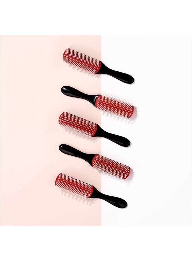 Diane 9-Row Professional Styling Brush, Nylon Pins for Thick or Curly Hair, Use with Wet Hair and Distributing Conditioner, Blowdrying, Black & Red, 1 Count (Pack of 1) - Image 5
